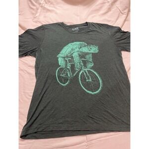 Dark Cycle Clothing Sea Turtle on Bicycle T-Shirt Men's XL Gray Graphic Eco USA